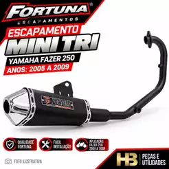 Escapamento Yamaha Fazer 250 Ano 2005 A 2009 Mini Tri Oval Fortuna