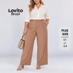 Lovito Calça Feminina Alfaiatada Plus Size PTB423BRL452