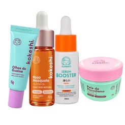 Kit 4 Renovadores Kokeshi Vitamina C Rosa Mosquesta Pele Porcelana Olhos de Gueixa