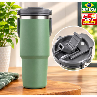 Copo Térmico 900ml com Canudo com Alça e 2 Bicos