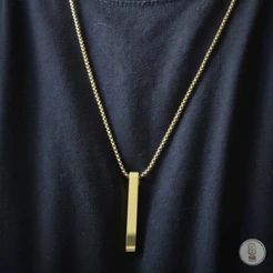 Colar Masculino Minimalista Aço Inox 316L 70cm Pingente Retangular Prata Dourado Preto Não Escurece