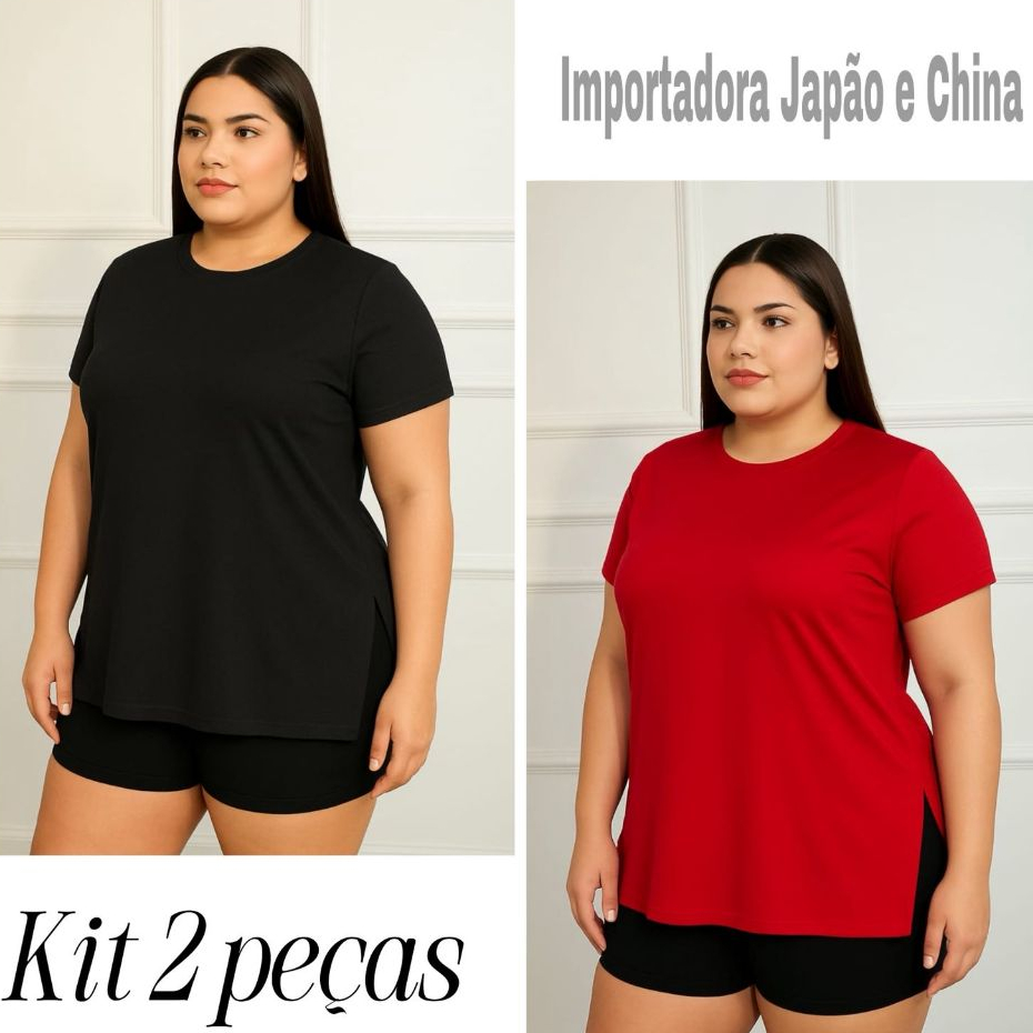 Kit 2 Vestlegging PLUS SIZE Blusa Feminina Academia Caminhada