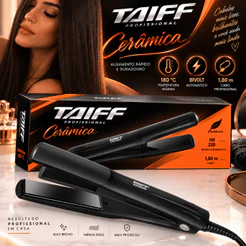 Chapinha Prancha Cerâmica Taiff Profissional Alisadora 180° Bivolt Preto