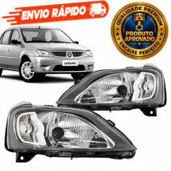 Farol Dianteiro Renault Logan 2007 2008 2009 2010 Mascara Cinza Foco Simples