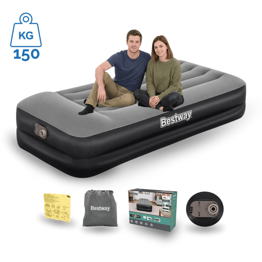 Colchao Inflável Solteiro Single Premium Com Bomba Embutida 110V ou 220V + Bolsa Bestway em Oferta na Shopee