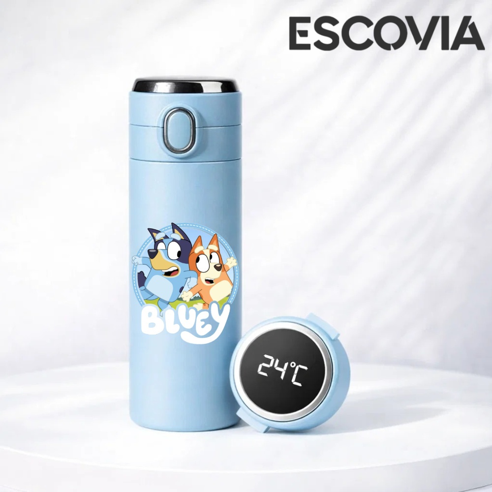 Garrafa Térmica Aço Inoxidavel Bluey Bandit e Chilli Heeler com Termômetro Digital 420ml em Oferta na Shopee