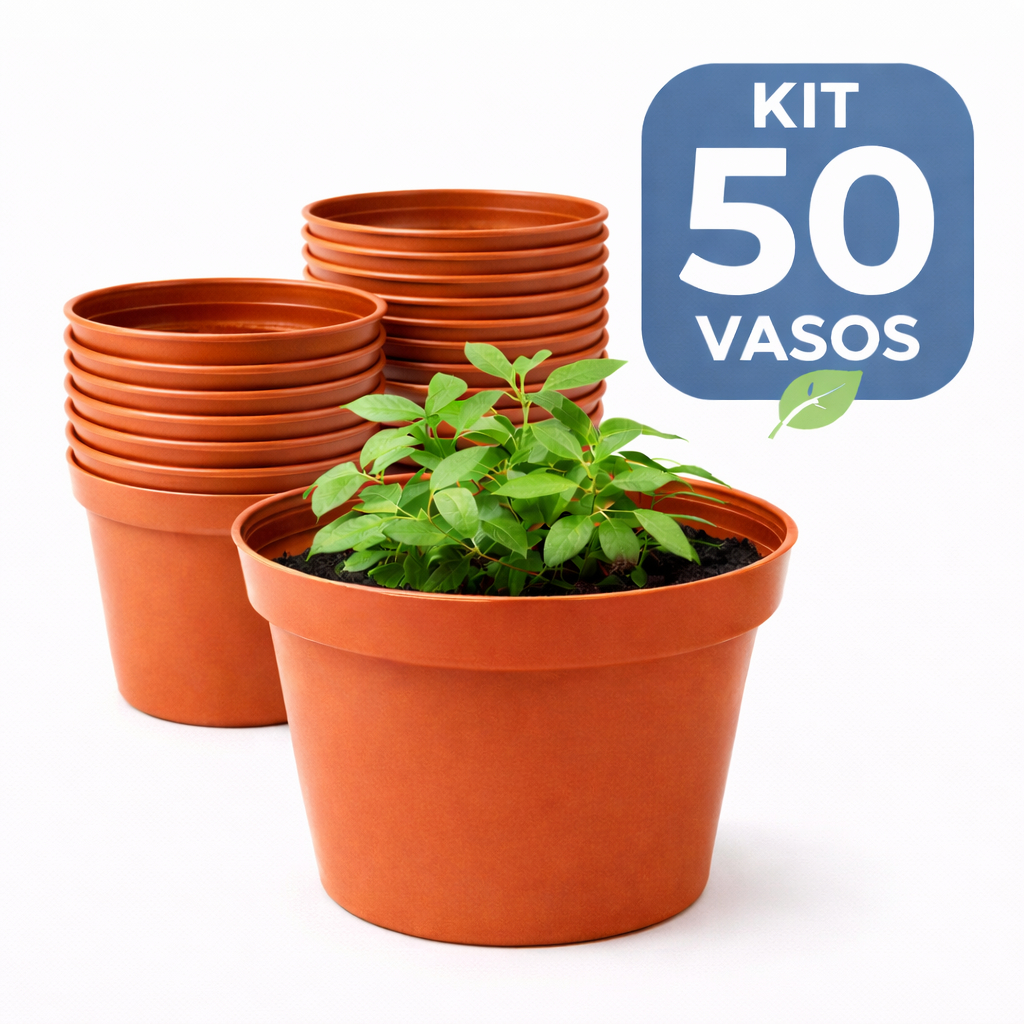 Kit 50 Und Vaso - Floreira Jardineira Preta 400ml RESISTENTE Horta Mudas Cactos Suculentas Ervas