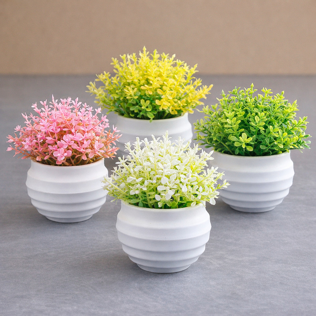 Kit 2 a 6 Vasinhos Branco de Planta Artificial Flores Decorativos Decoração Rack Sala Cachepot em Oferta na Shopee