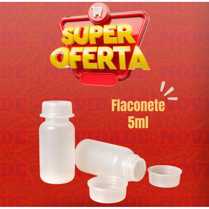 Frascos Flaconete Plástico 5ml Tampa De Pressão em Oferta na Shopee