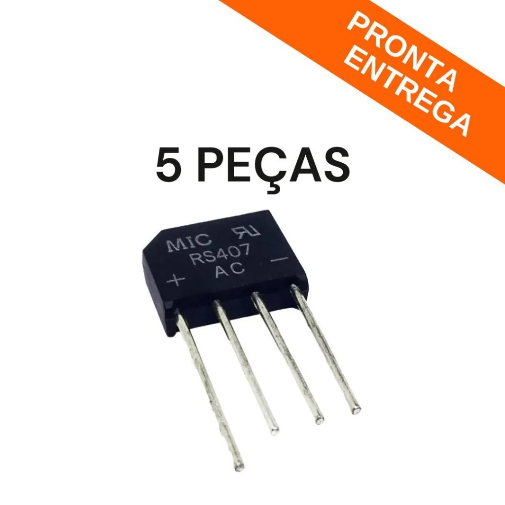 Kit 5 Peças - Ponte Retificadora - Ponte Diodo RS407AC 4A 1000V