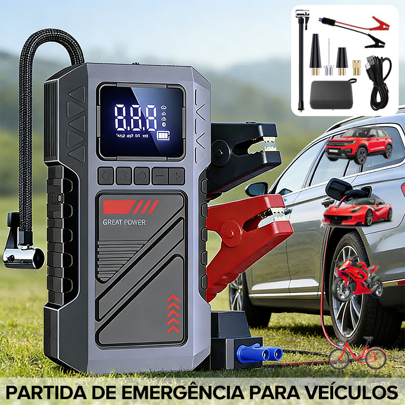 Compressor de Ar 12V Automotivo 150PSI 14.8V Digital Portátil Inflador de Pneus com USB e Luz LED