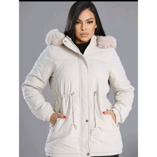 Jaqueta S Parka forrada pelinho sobretudo com capuz forrada Pelucia P ao g 5 em Oferta na Shopee