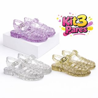 Kit 3 Pares Sandália Menina Molinha Papete Plástico Infantil Feminina Sandalinha Promoção em Oferta na Shopee