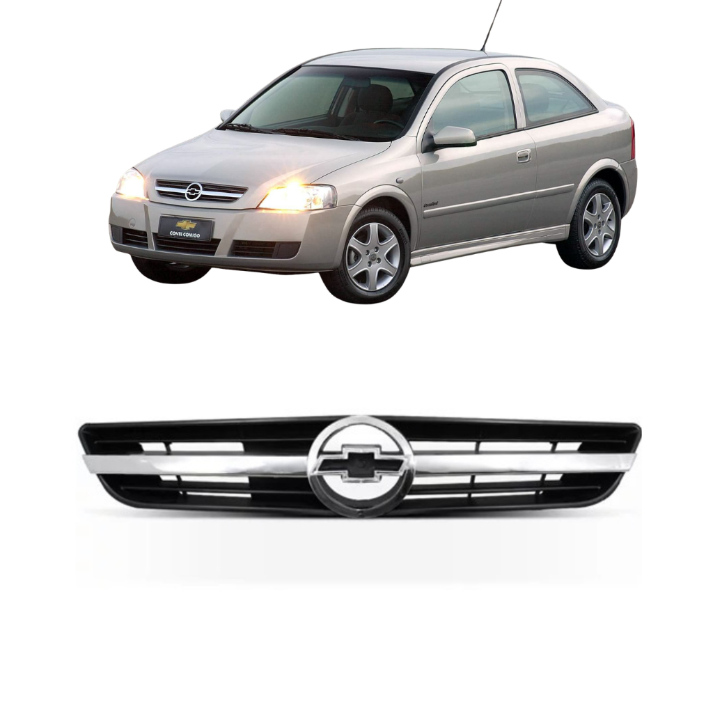 Grade Dianteira Central Astra 2003 a 2011 Preta Com Friso Cromado e Emblema