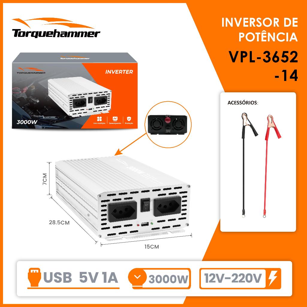 Inversor Tensão 12v 220v 3000w Transformador Kp546a TORQUEHAMMER Converso