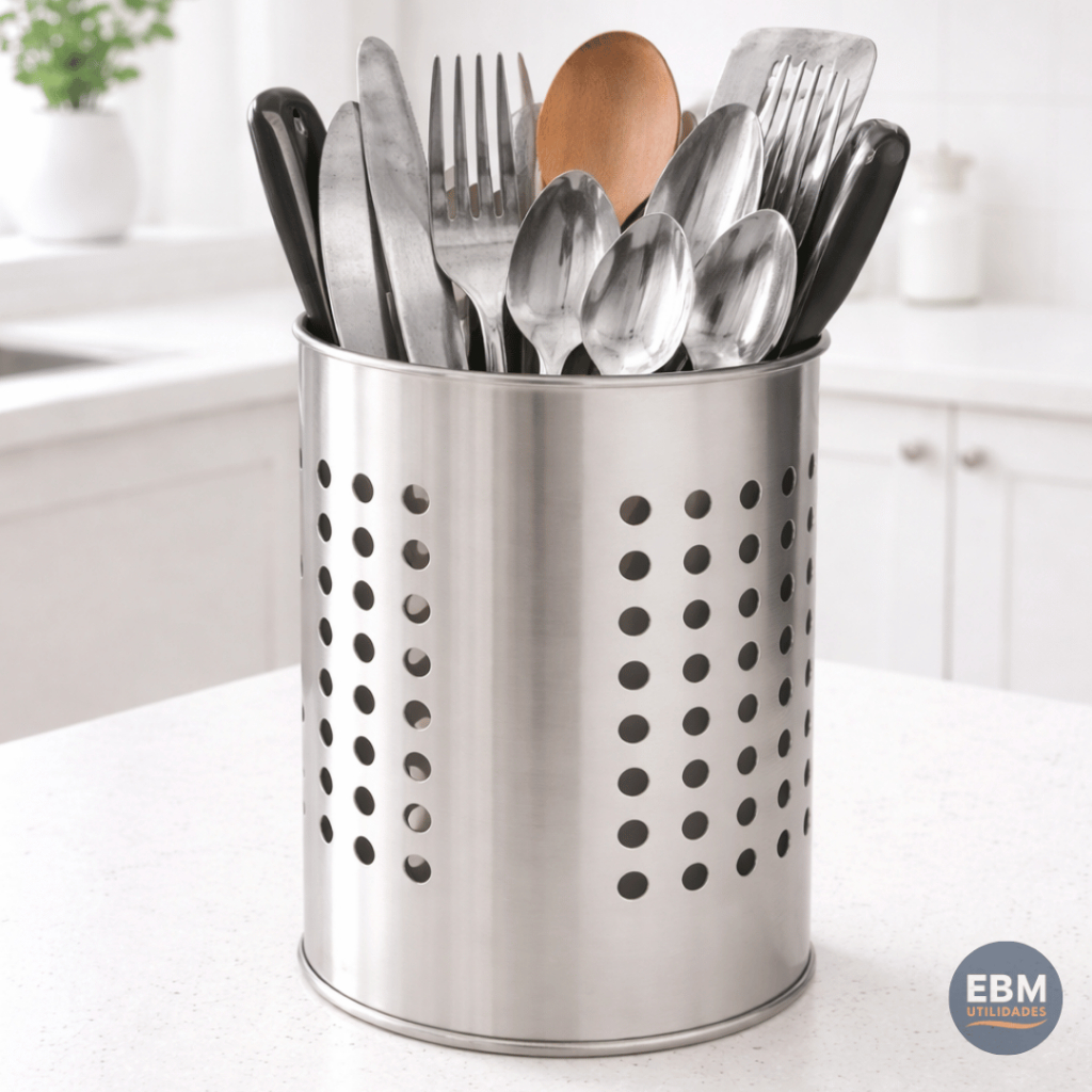 Porta Talher Vazado Escorredor de Utensílios Organizador Aço Inox em Oferta na Shopee