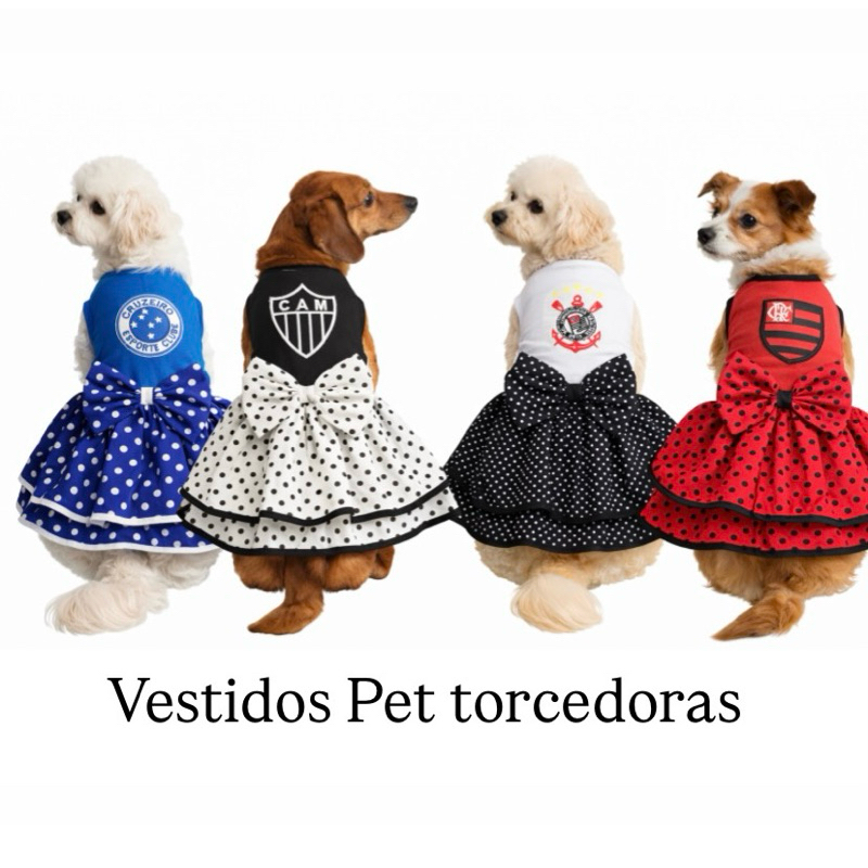 Roupas para Cachorro Porte Pequeno Vestidos para Pet Torcida Pet Roupa Torcedor Pet Vestido Time