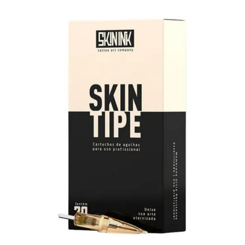 Cartucho Skin Tipe com plástico transparente e membrana interna para máxima segurança agulha tattoo