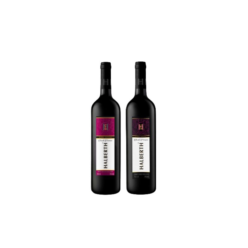 Kit de Vinhos Tinto Bordô Premium Suave e Seco Halberth 750 ml