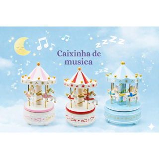 Caixinha de Música Carrossel Cavalinhos Decoração Para Quarto Bebê Criança Móbile caixa de música em Oferta na Shopee
