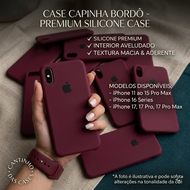 Capa Case capinha cor BORDO Premium silicone case aveludada dentro iPhone 5SE 11 12 13 14 15 ao 16 PRO MAX em Oferta na Shopee