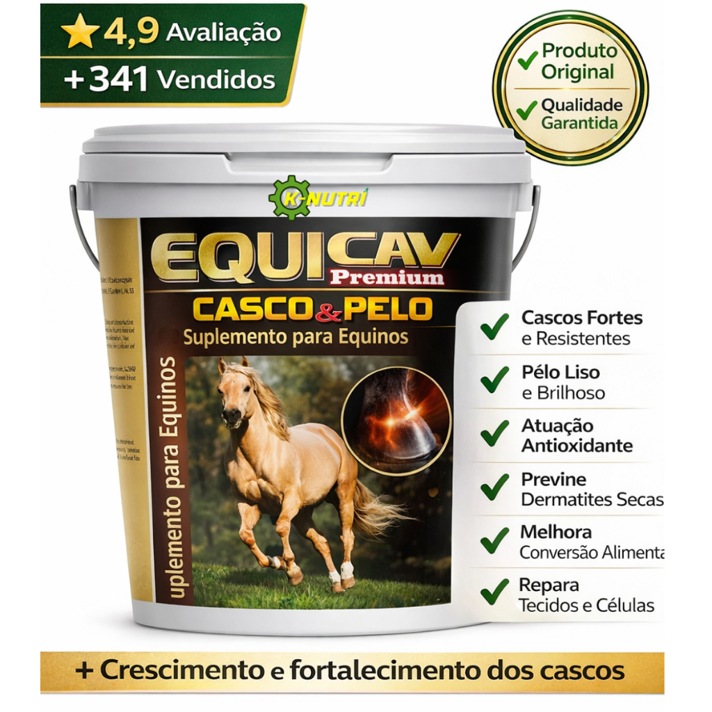 Equicav Premium Casco e Pelo 1Kg - Agrocav Suplemento Para Equinos. em Oferta na Shopee