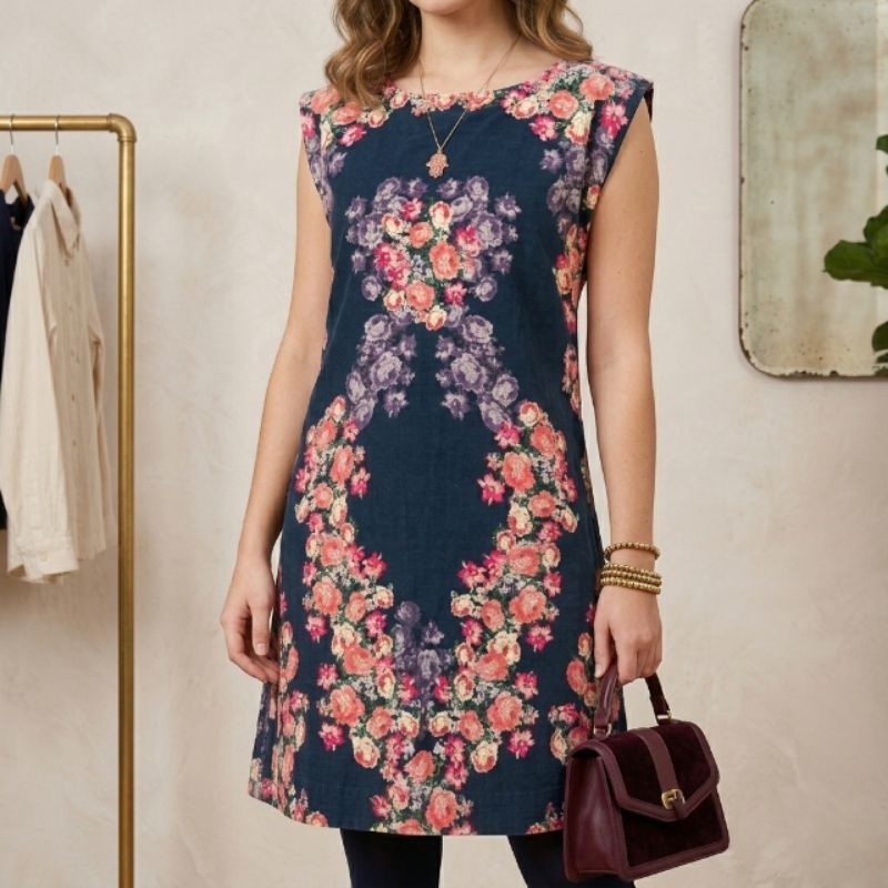 Vestido azul floral Antix M brechó