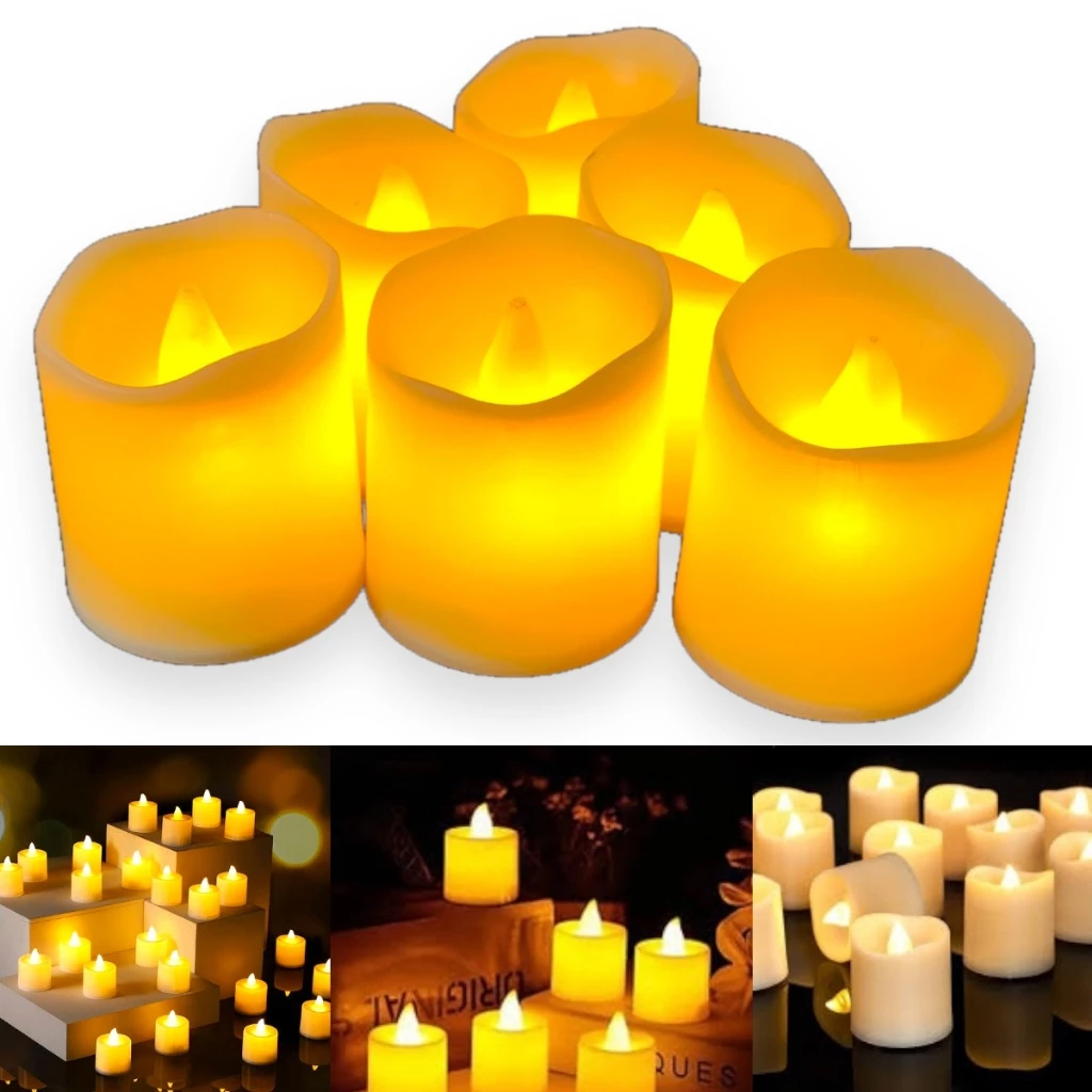 Kit 6/10/12 Vela Led Eletronica Para Decoração Enfeite Chama Viva + Bateria em Oferta na Shopee