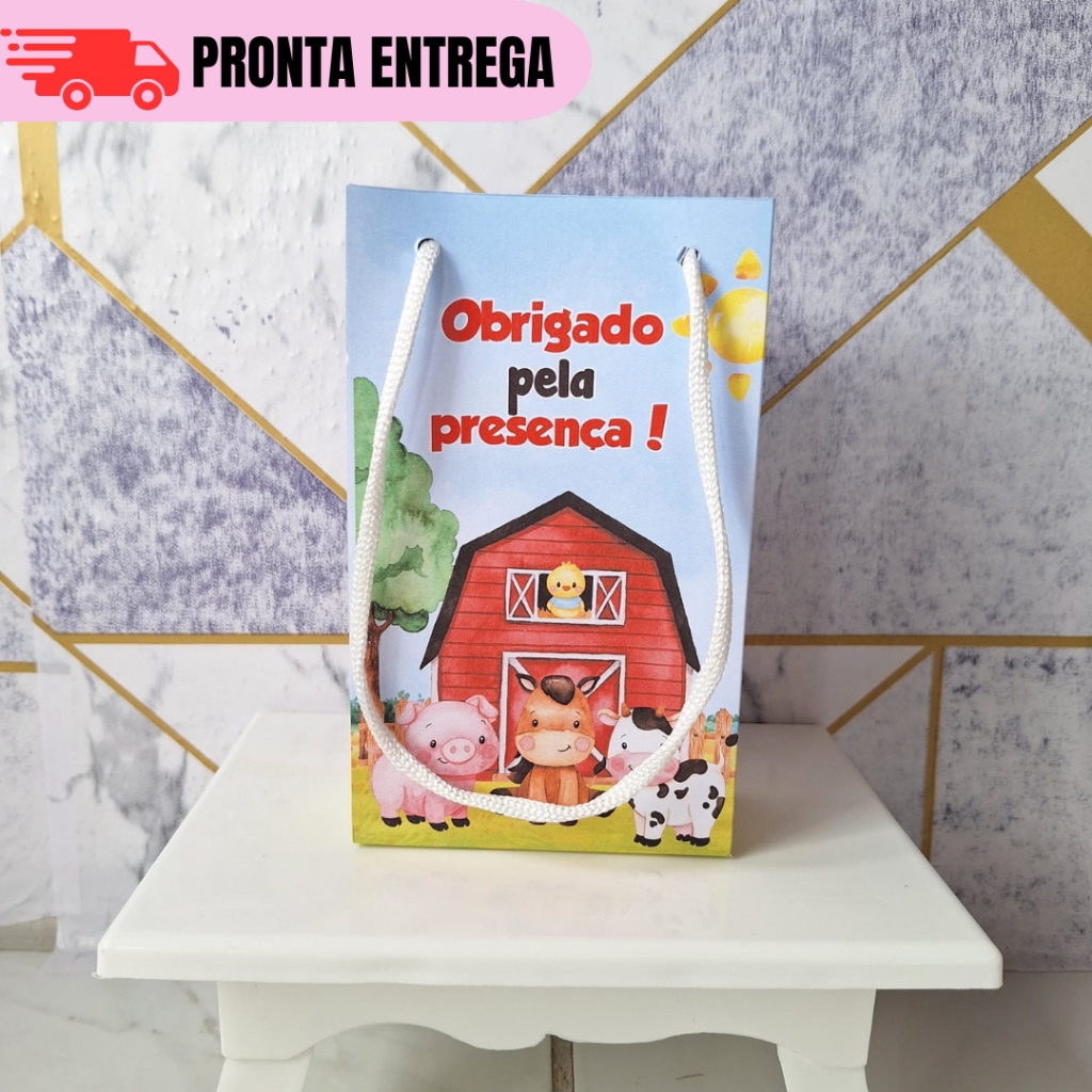 Kit 10 a 30 Sacolinhas Fazendinha Menino Personalizados Lembrancinhas Festa Infantil Aniversário PEGUE E MONTE