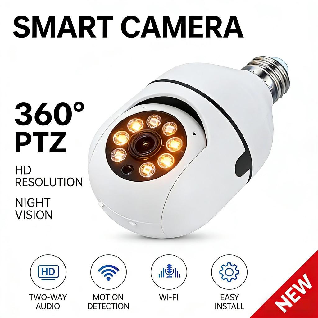 Câmera de Segurança Giratória 360° Full HD - WiFi Sem Fio, IP44 e Compatível com Yoosee G4