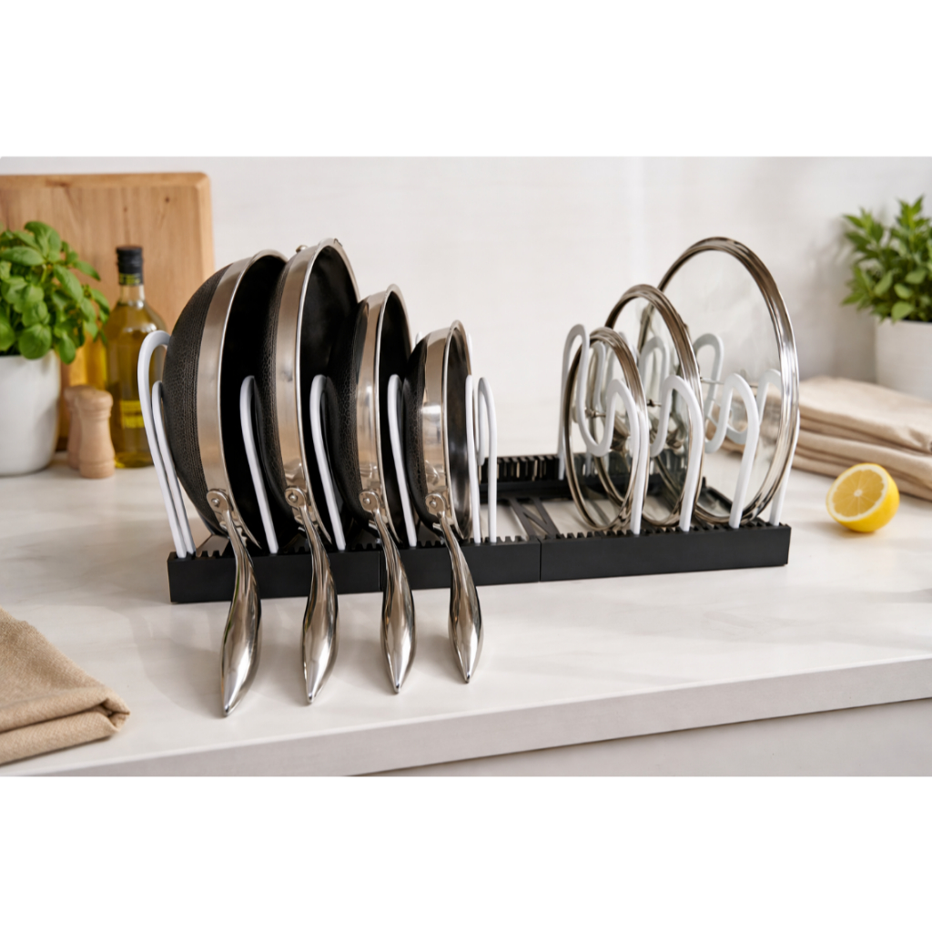 Organizador De Panelas e Tampas/Organizador de Armário Cozinha Pia Tampas Bancada/Porta Louças Tampas  Multiuso em Oferta na Shopee