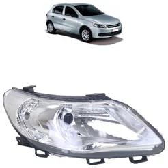 Farol Dianteiro Gol Saveiro G5 2009 2010 2011 2012 Foco Simples Máscara Cromada Lente Lisa Acrilico