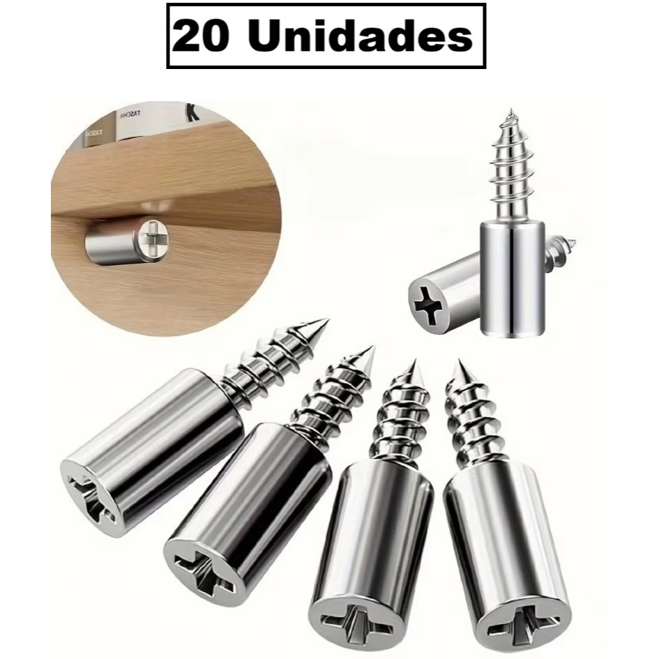 Kit 20 Pino Suporte Parafuso Para Prateleiras Armários Madeira Vidros Espelhos Atarrachante em Oferta na Shopee