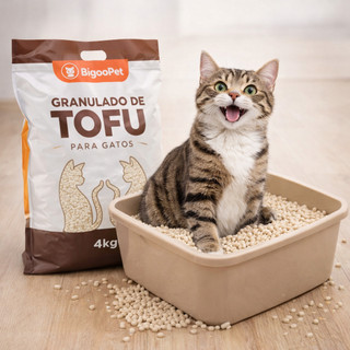 GRANULADO DE TOFU HIGIÊNICO PARA GATOS  PREMIUN BIODEGRADÁVEL –BIGOOPET  Praticidade e Limpeza .