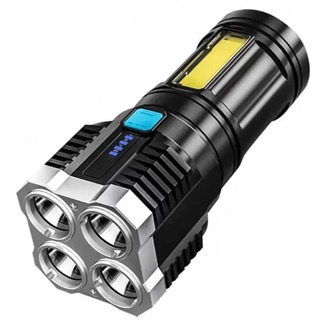 Lanterna LED Forte 1500m Super Potente 4 Luminárias Recarregável USB Portátil Ultra Brilhante em Oferta na Shopee