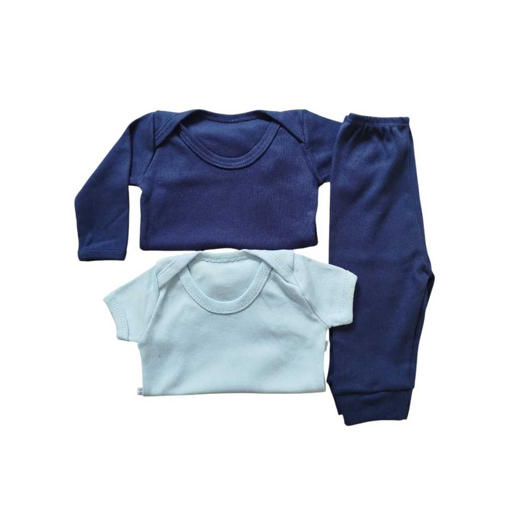 kit 3 peças, Body Manga longa, Manga curta, Calça mijão Suedine 100% Algodão Menino Menina unissex