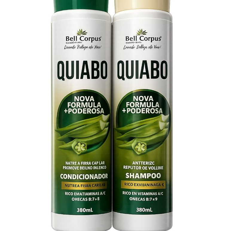 Kit Shampoo e Condicionador- Quiabo-  Bell Corpus 380ml-Promove Brilho Intenso