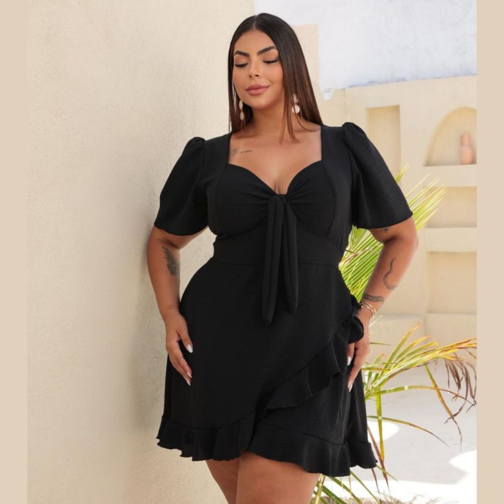 Macaquinho Macacão Plus Size Duna Short Saia Soltinho Feminino Grande 44 46 48 50 52 Vestido