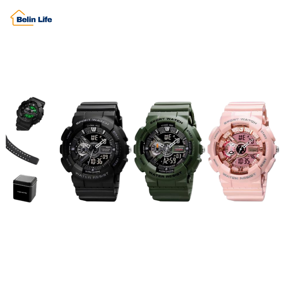 Relógio esportivo cronógrafo digital com visor duplo a prova d’água Tomate MTX-011A em Oferta na Shopee