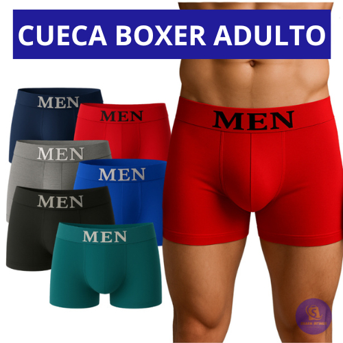 Kit 05 ou 03 Cuecas Boxer Lisa Sem Costura Masculino Adulto Sortidas