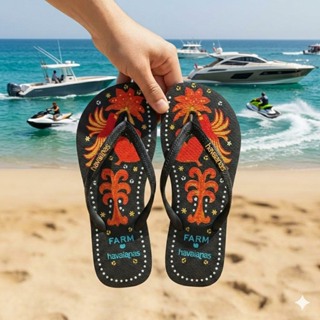 Chinelo Havaianas Farm Preto Super Confortavél Brasil Entrerga Super Rápida Exclusiva Super Estilosa em Oferta na Shopee