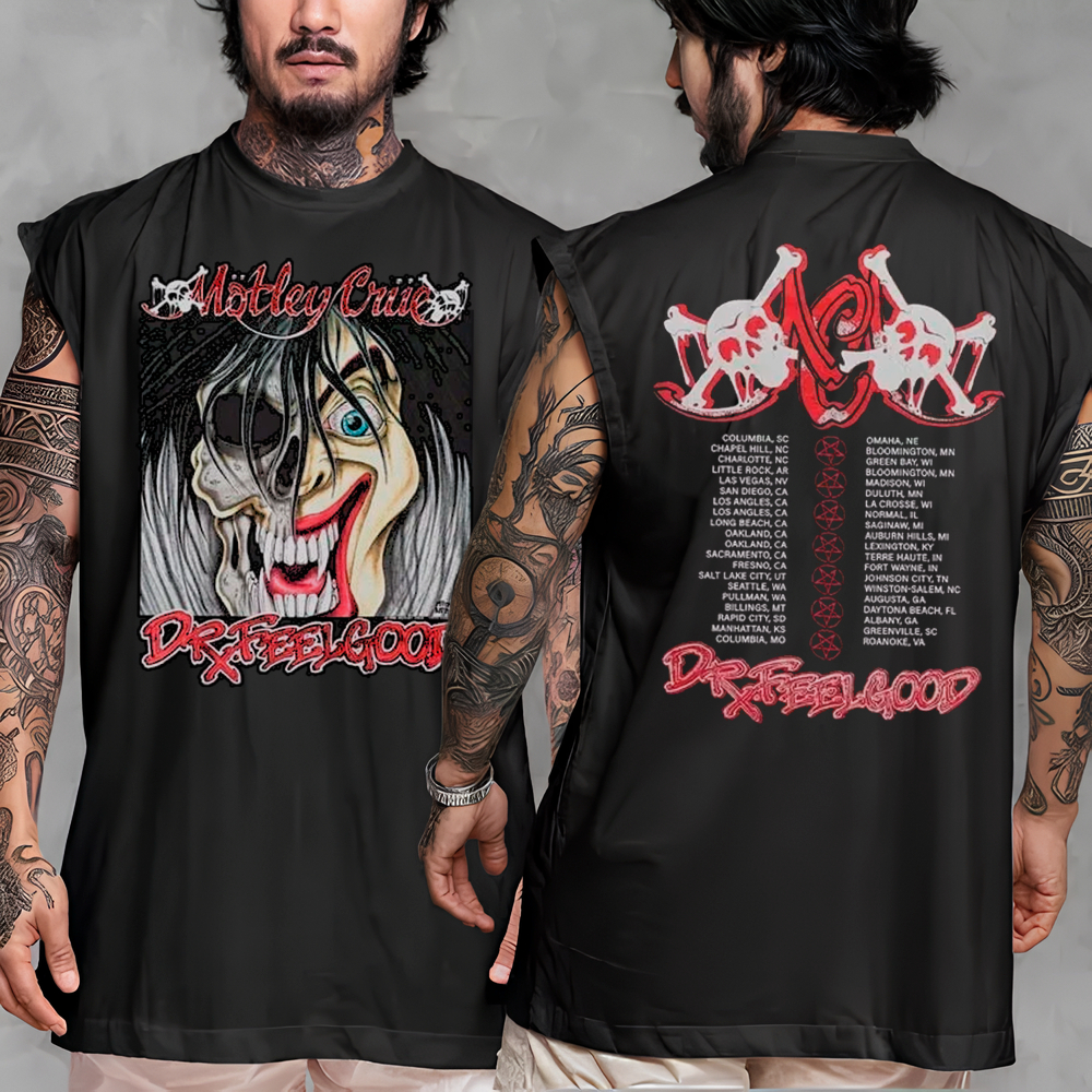 Camiseta Regata Machão Oversized Algodão Banda Motley Crue Rock Heavy Glam Metal Dr. Feelgood