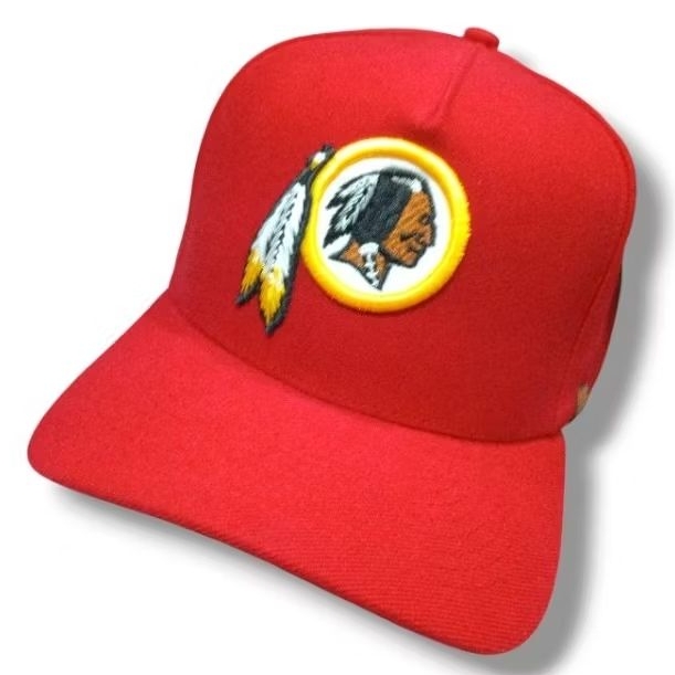 boné cap Redskins esportivo, aba meia reta, atacador Snapback, bordado, modelo unissex retrô