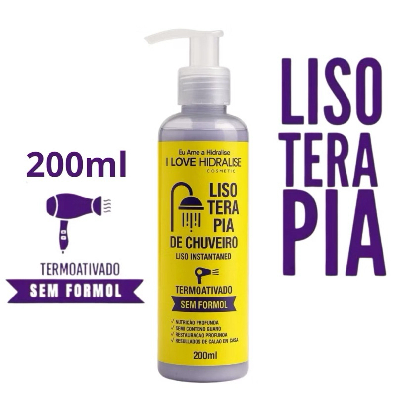 Progressiva de Chuveiro Lisoterapia 200ml – Redução de Volume, Hidratação, Antifrizz Brilho Intenso