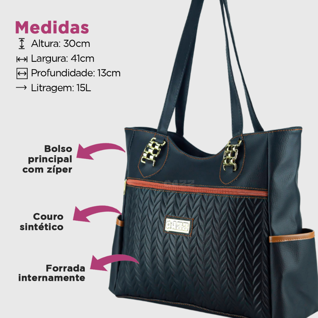 Bolsa Feminina Grande De Ombro De Lado Universitário Trabalho Passeio