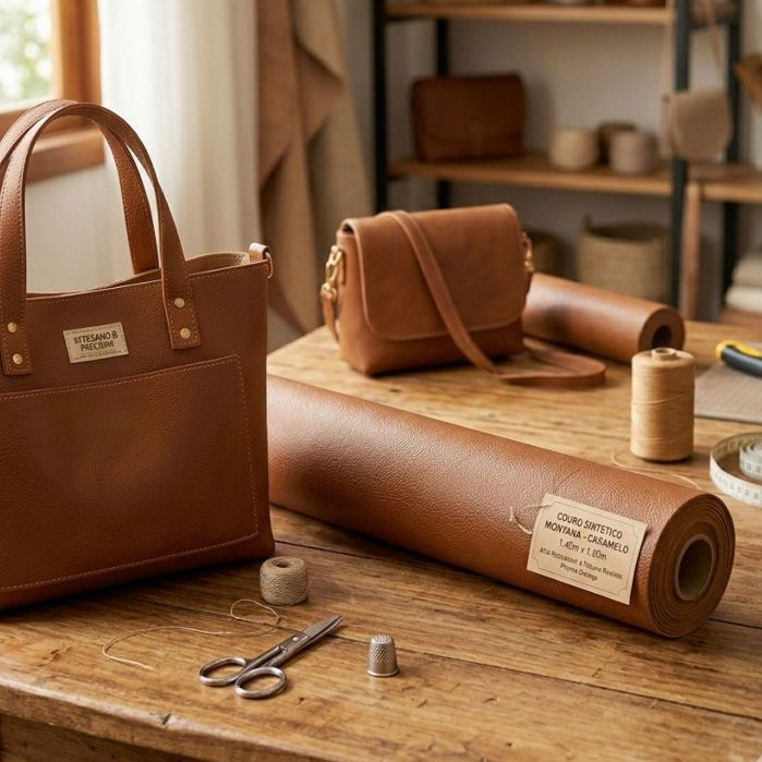 Couro Sintético Montana Caramelo - Qualidade Premium para Artesanato