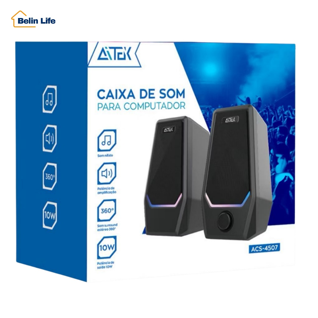 Caixinha De Som Para Pc E Notebook Com Led Caixa De Som ACS-4507 em Oferta na Shopee