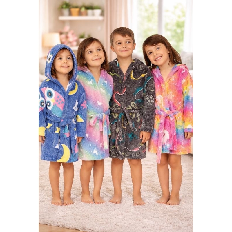 Roupão Infantil Microfibra com estampas que brilha no escuro menino menina