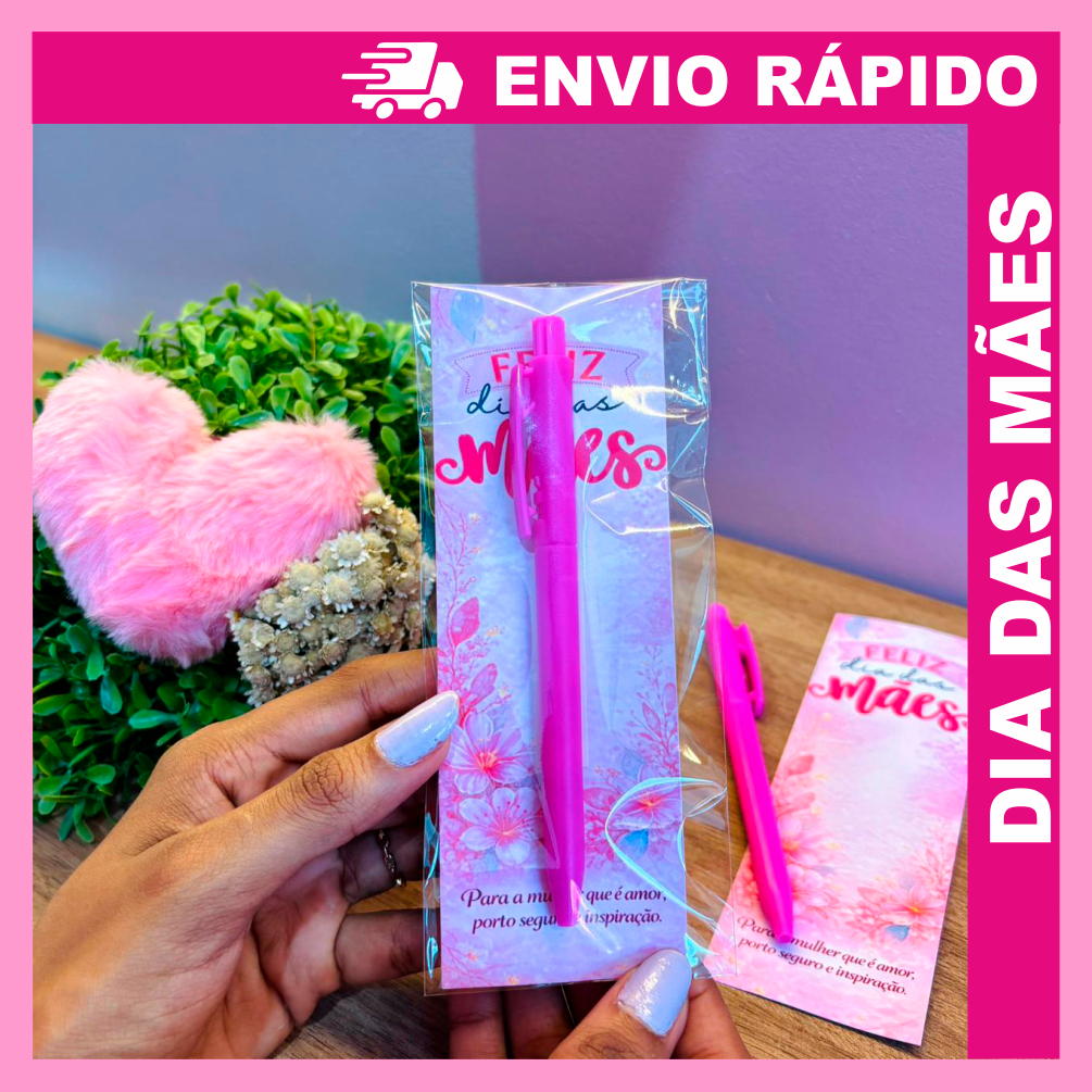 Kit 20/50/100 Canetas c/ Tag Dia das Mães  -  Brinde Corporativo Lembrancinha Mimo  - Já Embalado Individual em Oferta na Shopee
