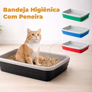 Caixa de Areia Para Gatos Banheira Higiênica 2 Peças Com Bandeja Sanitária e Peneira em Oferta na Shopee